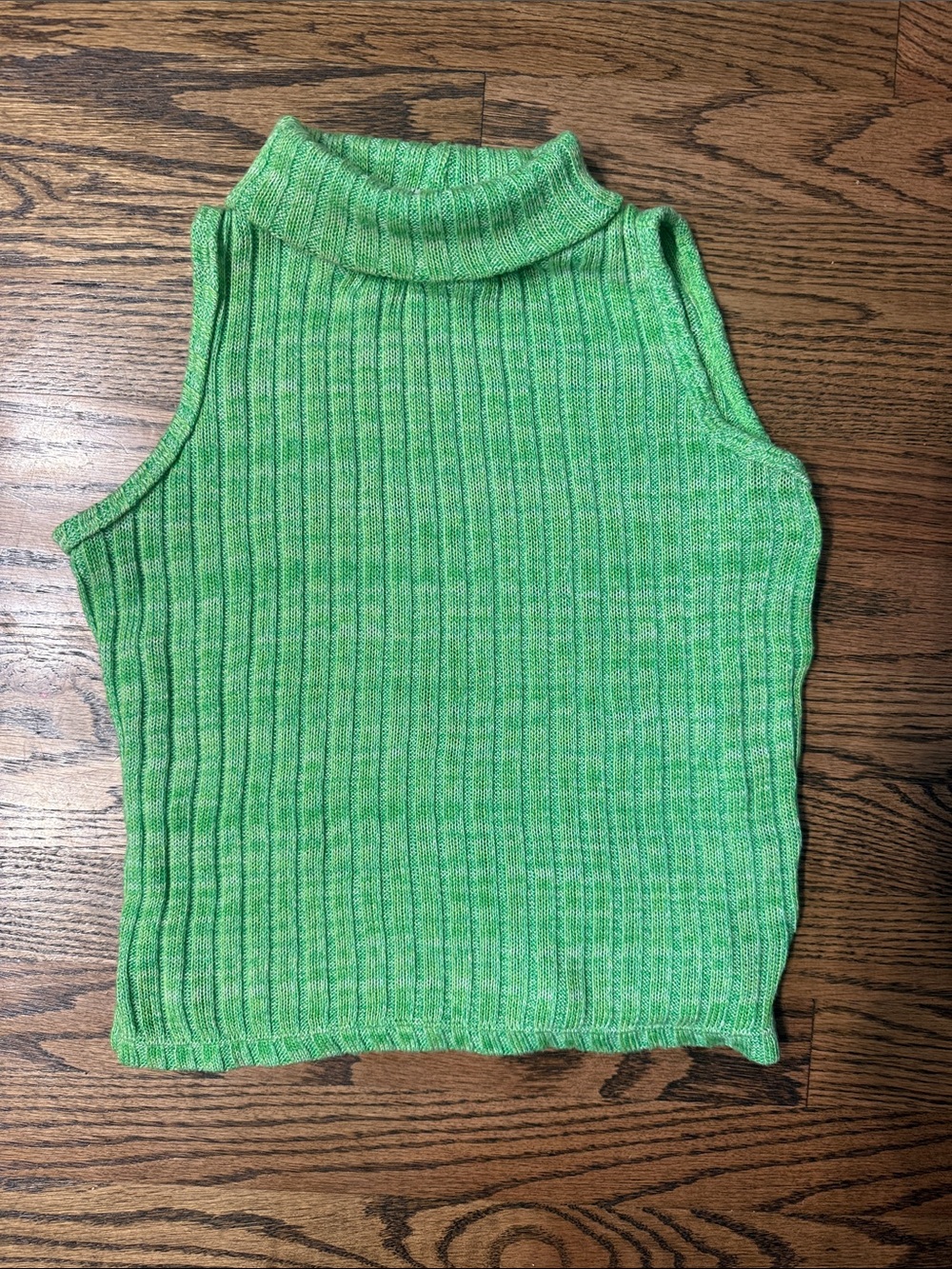 Derek Heart Bright Green Ribbed Sleeveless Turtleneck Size S